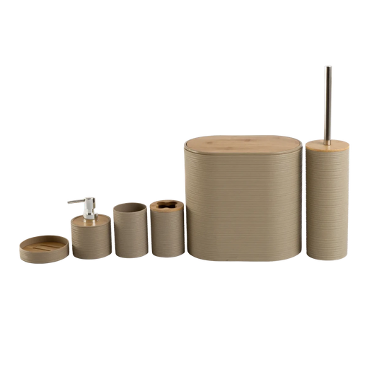 Kit Banheiro 6 Peças Bambu Bege - Clocasa | Além do Conforto