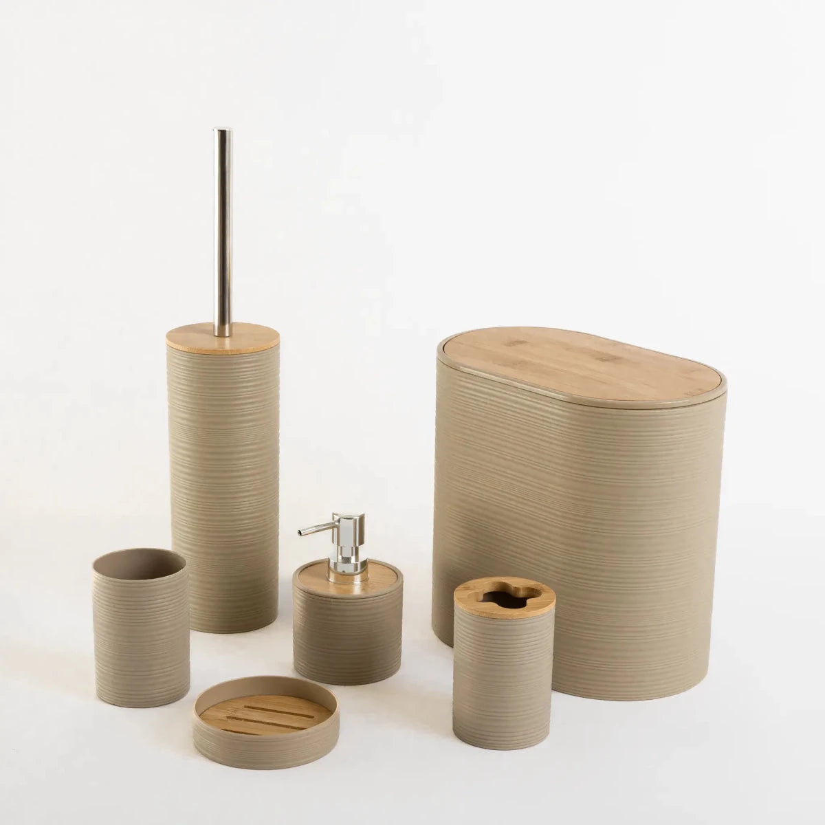 Kit Banheiro 6 Peças Bambu Bege - Clocasa | Além do Conforto