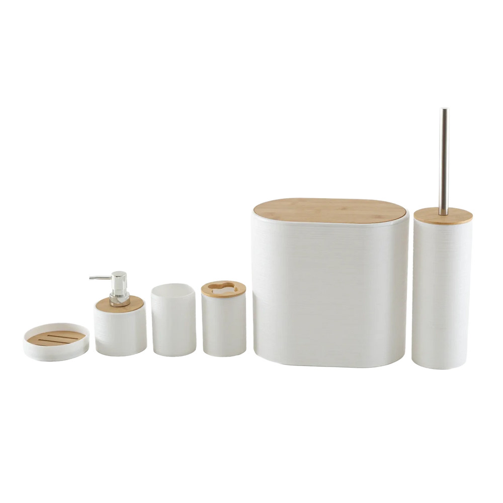 Kit Banheiro 6 Peças Bambu Branco - Clocasa | Além do Conforto
