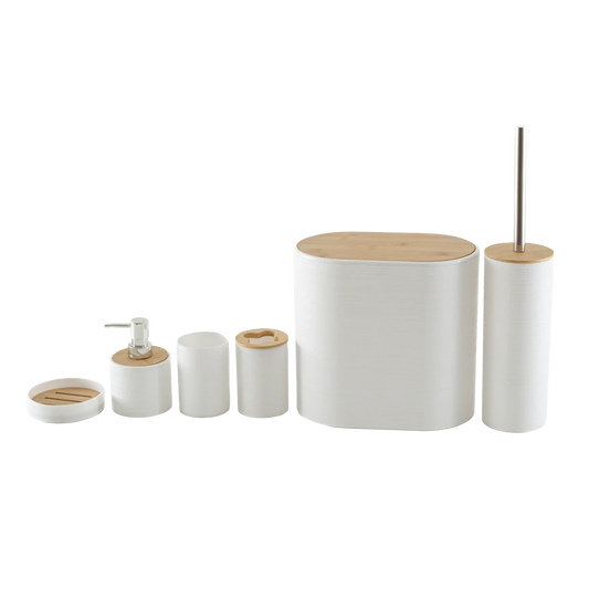Kit Banheiro 6 Peças Bambu Branco - Clocasa | Além do Conforto