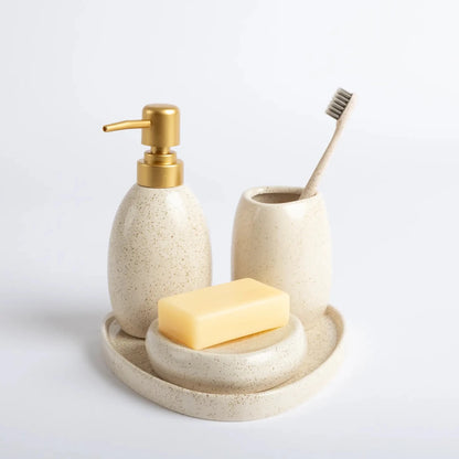 Kit Banheiro Cerâmica 4 Peças Areia - Clocasa | Além do Conforto