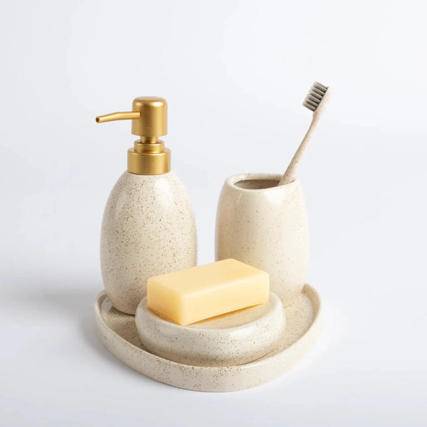 Kit Banheiro Cerâmica 4 Peças Areia - Clocasa | Além do Conforto
