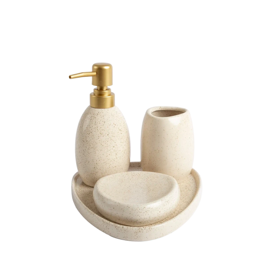 Kit Banheiro Cerâmica 4 Peças Areia - Clocasa | Além do Conforto