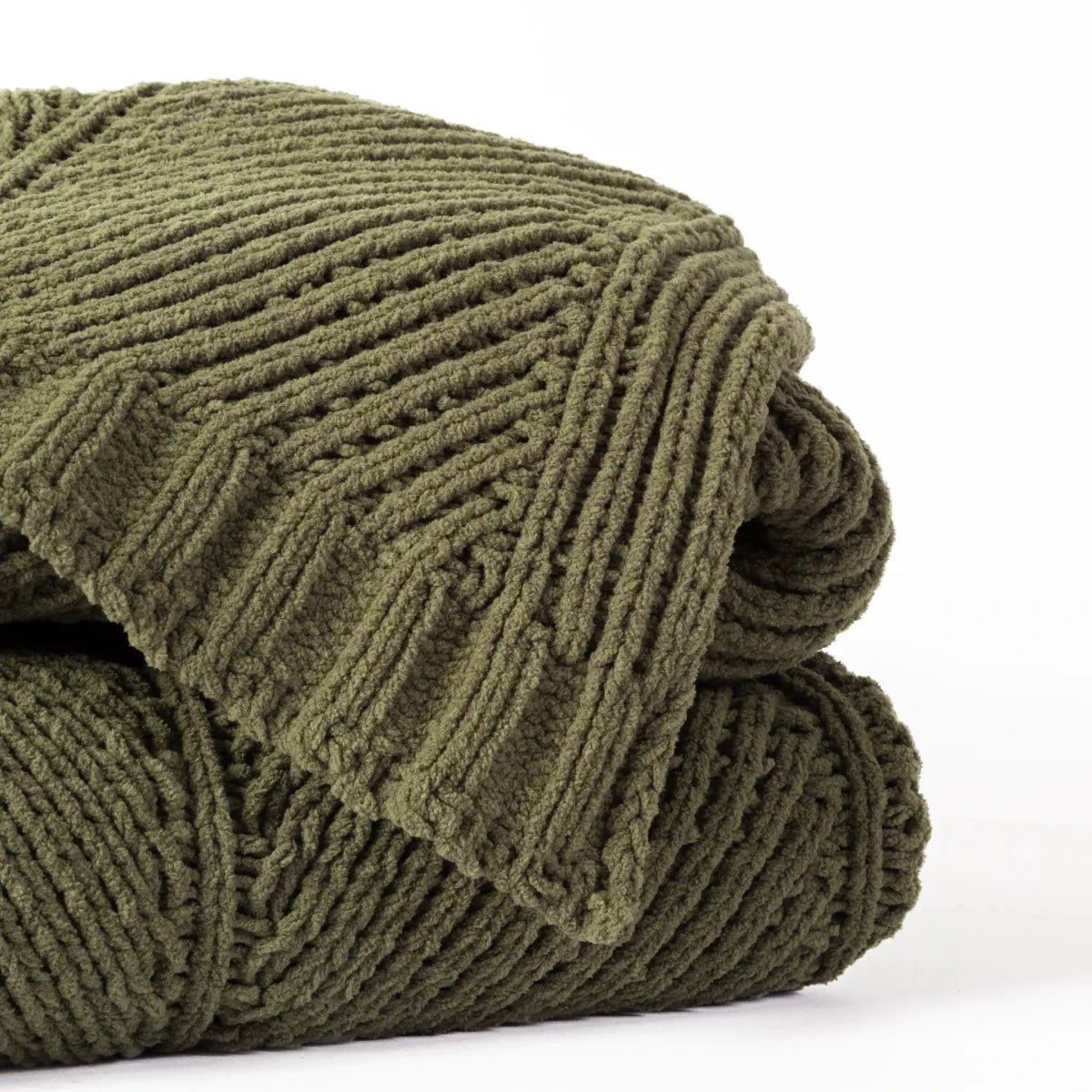 Manta Chenille Tramada Verde Musgo 130x170 - Clocasa | Além do Conforto