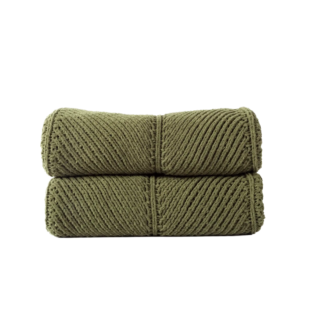 Manta Chenille Tramada Verde Musgo 130x170 - Clocasa | Além do Conforto