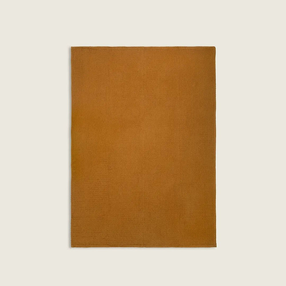 Manta de Algodão com Textura Estilo Waffle Mostarda 130x170 - Clocasa | Além do Conforto