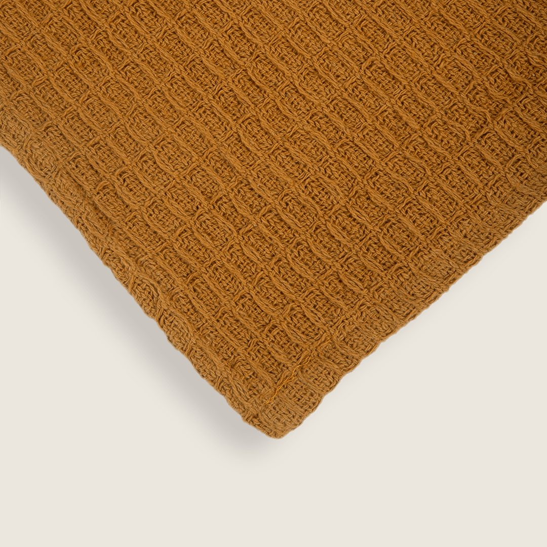 Manta de Algodão com Textura Estilo Waffle Mostarda 130x170 - Clocasa | Além do Conforto