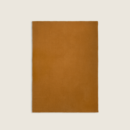 Manta de Algodão com Textura Estilo Waffle Mostarda 130x170 - Clocasa | Além do Conforto