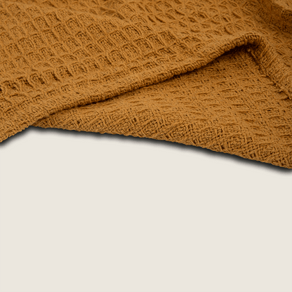 Manta de Algodão com Textura Estilo Waffle Mostarda 130x170 - Clocasa | Além do Conforto