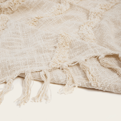 Manta de Algodão em Ondas e Franjas Tufting 130x170 - Clocasa | Além do Conforto