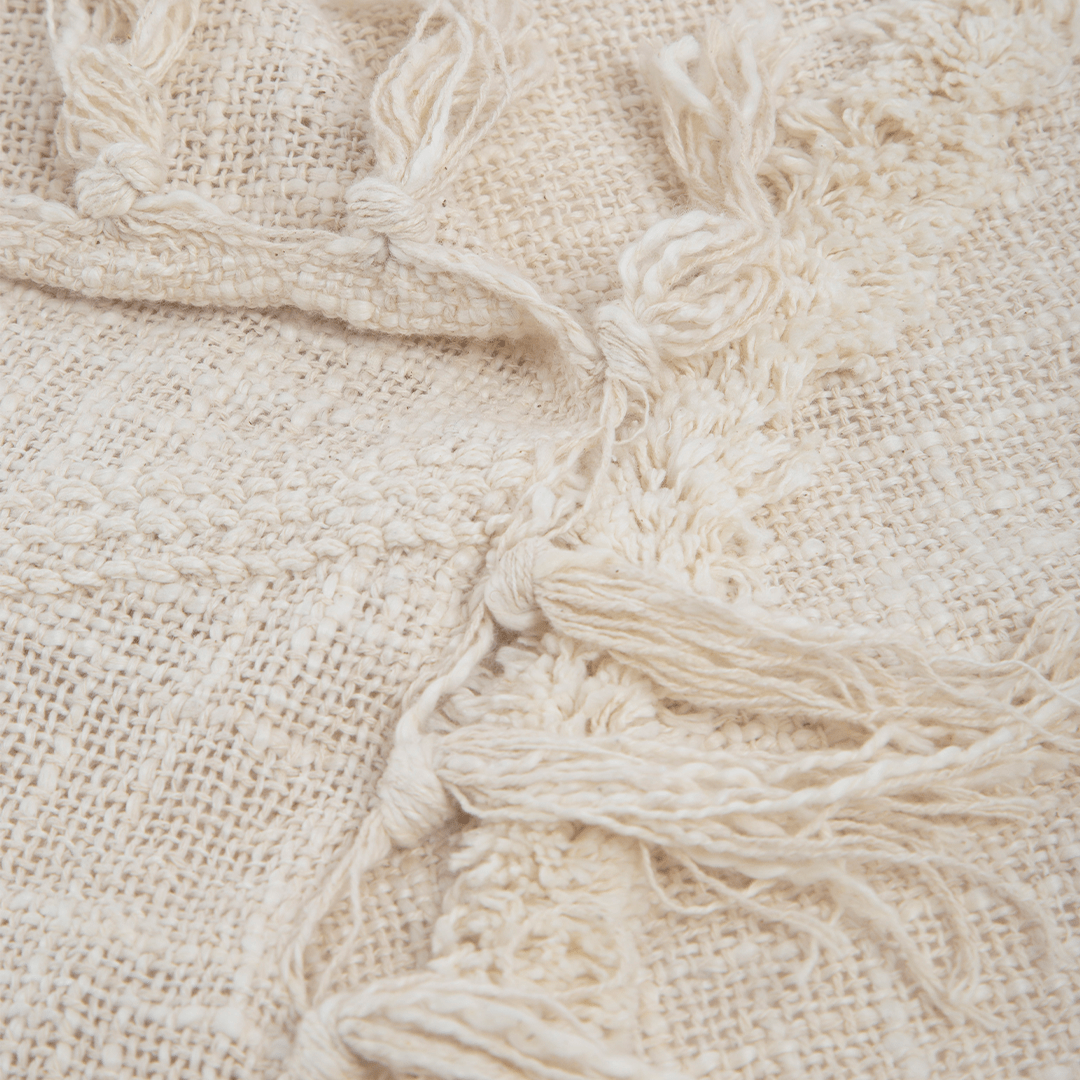Manta de Algodão em Ondas e Franjas Tufting 130x170 - Clocasa | Além do Conforto