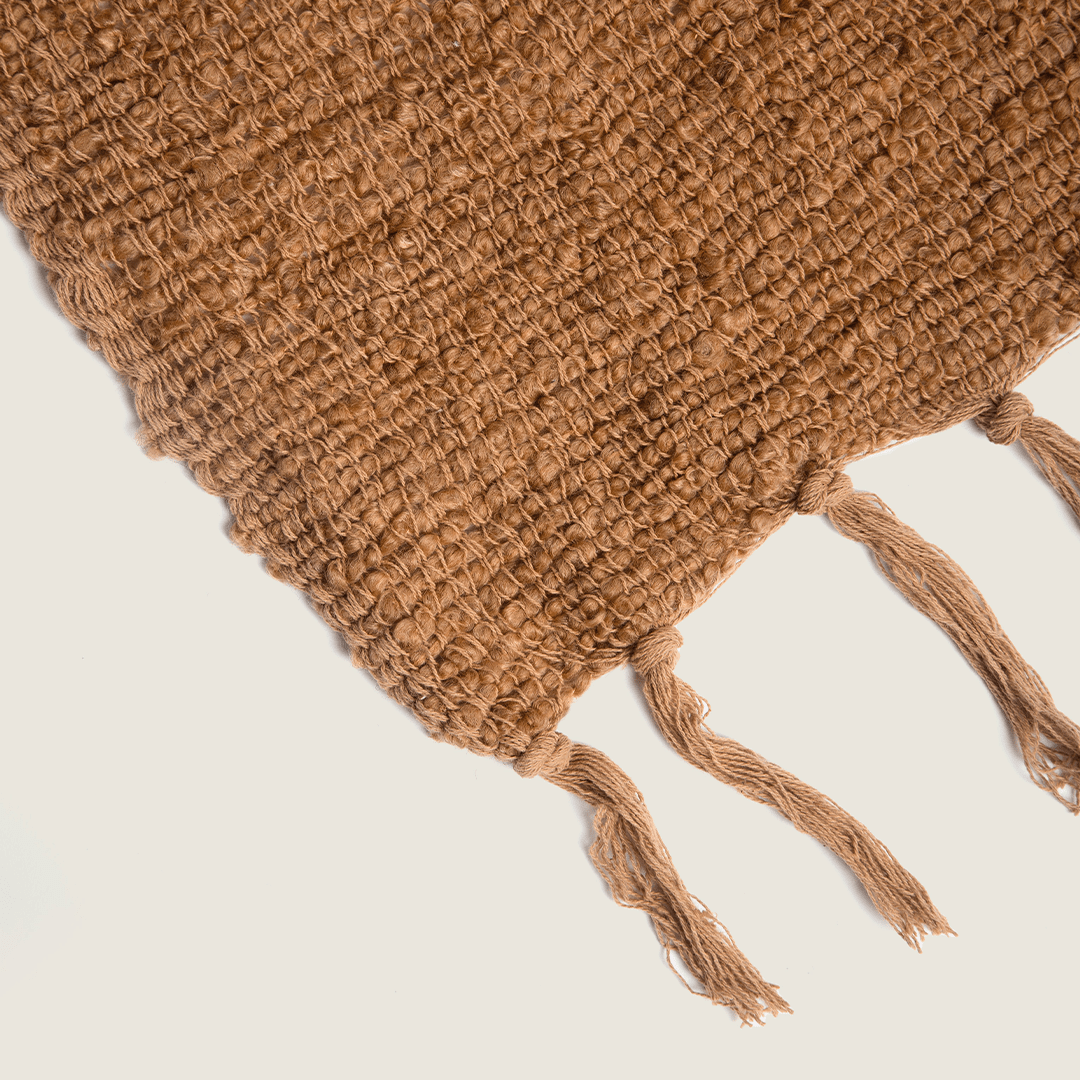 Manta Texturizada em Bouclé Duo Mostarda 130x170 - Clocasa | Além do Conforto