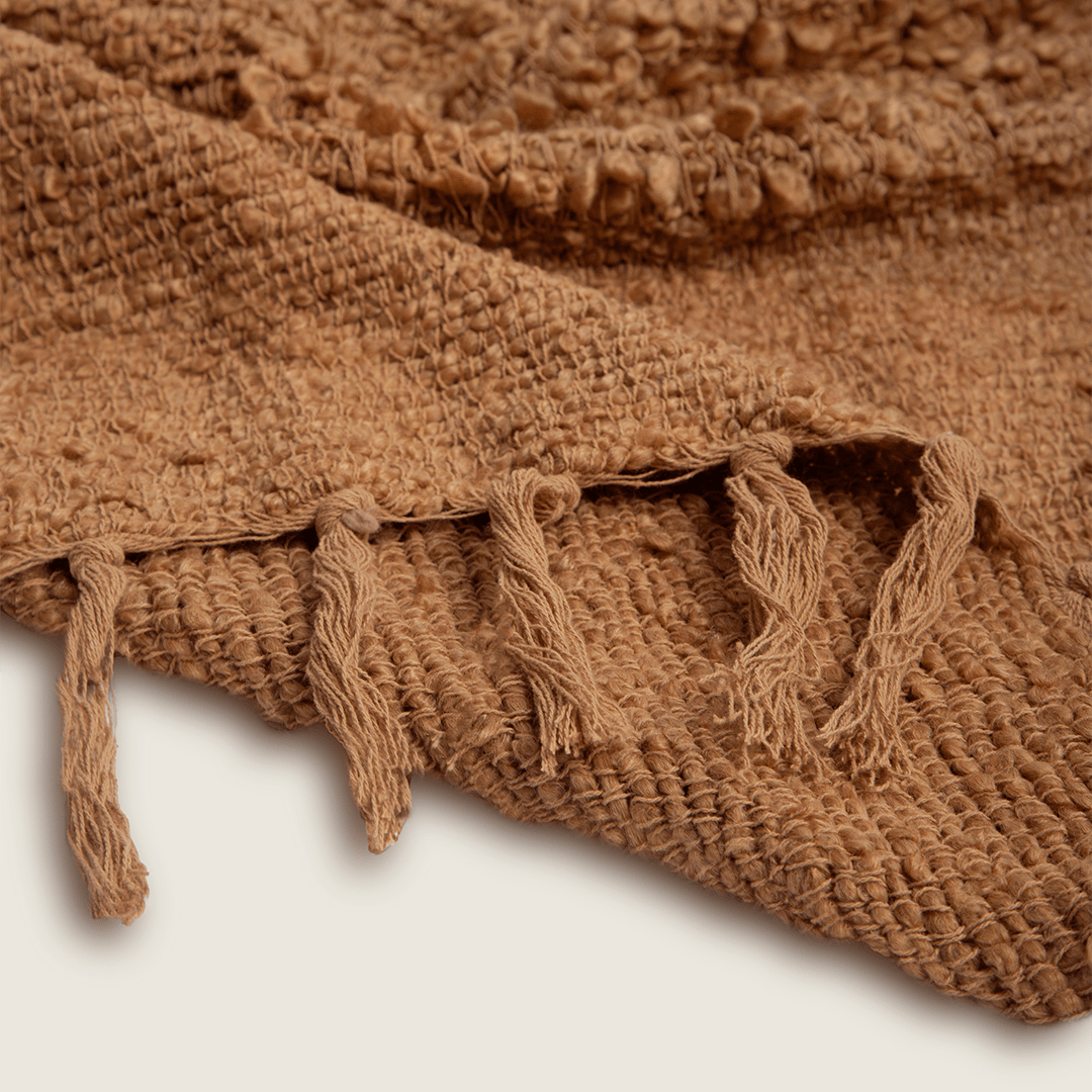 Manta Texturizada em Bouclé Duo Mostarda 130x170 - Clocasa | Além do Conforto