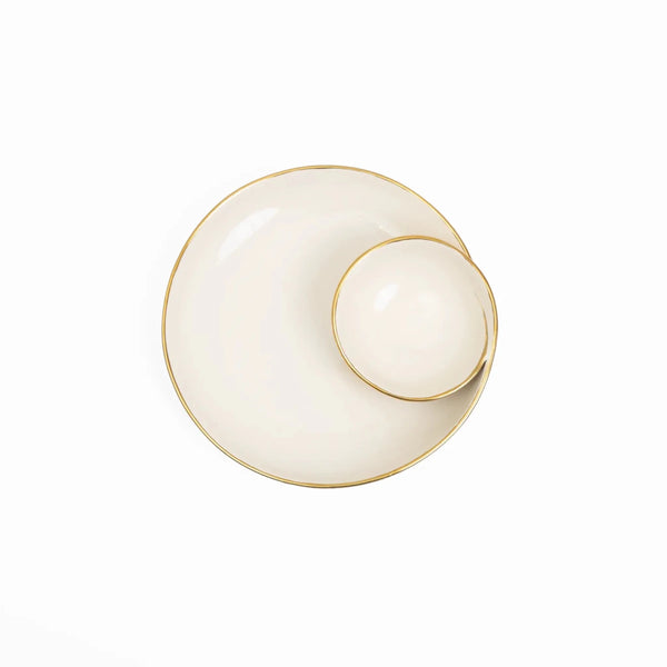 Petisqueira Gold Grande Creme e Gold - Clocasa | Além do Conforto