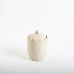 Pote de Cerâmica com Tampa Bege - Clocasa | Além do Conforto