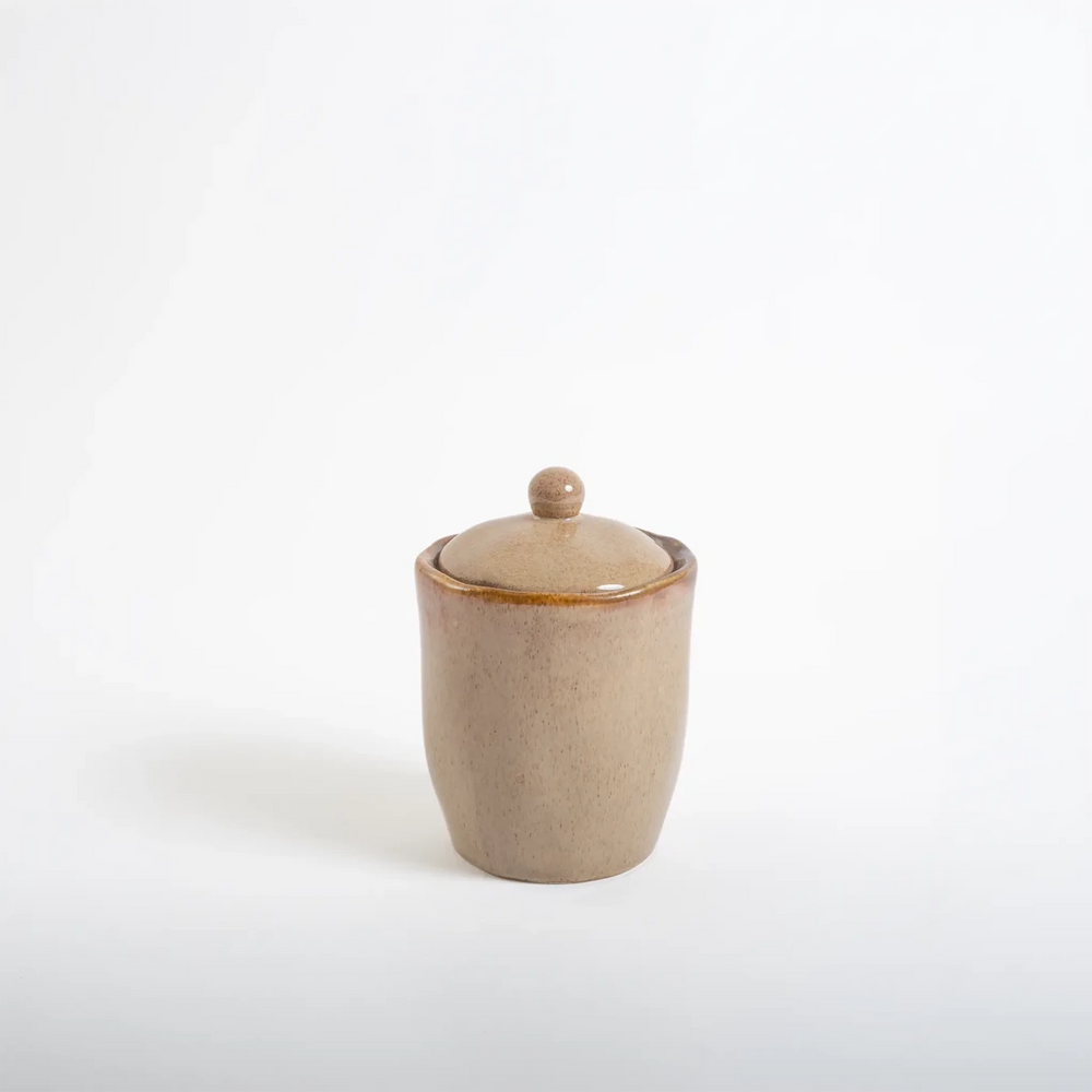Pote de Cerâmica com Tampa Caramelo - Clocasa | Além do Conforto