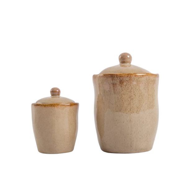 Pote de Cerâmica com Tampa Caramelo - Clocasa | Além do Conforto