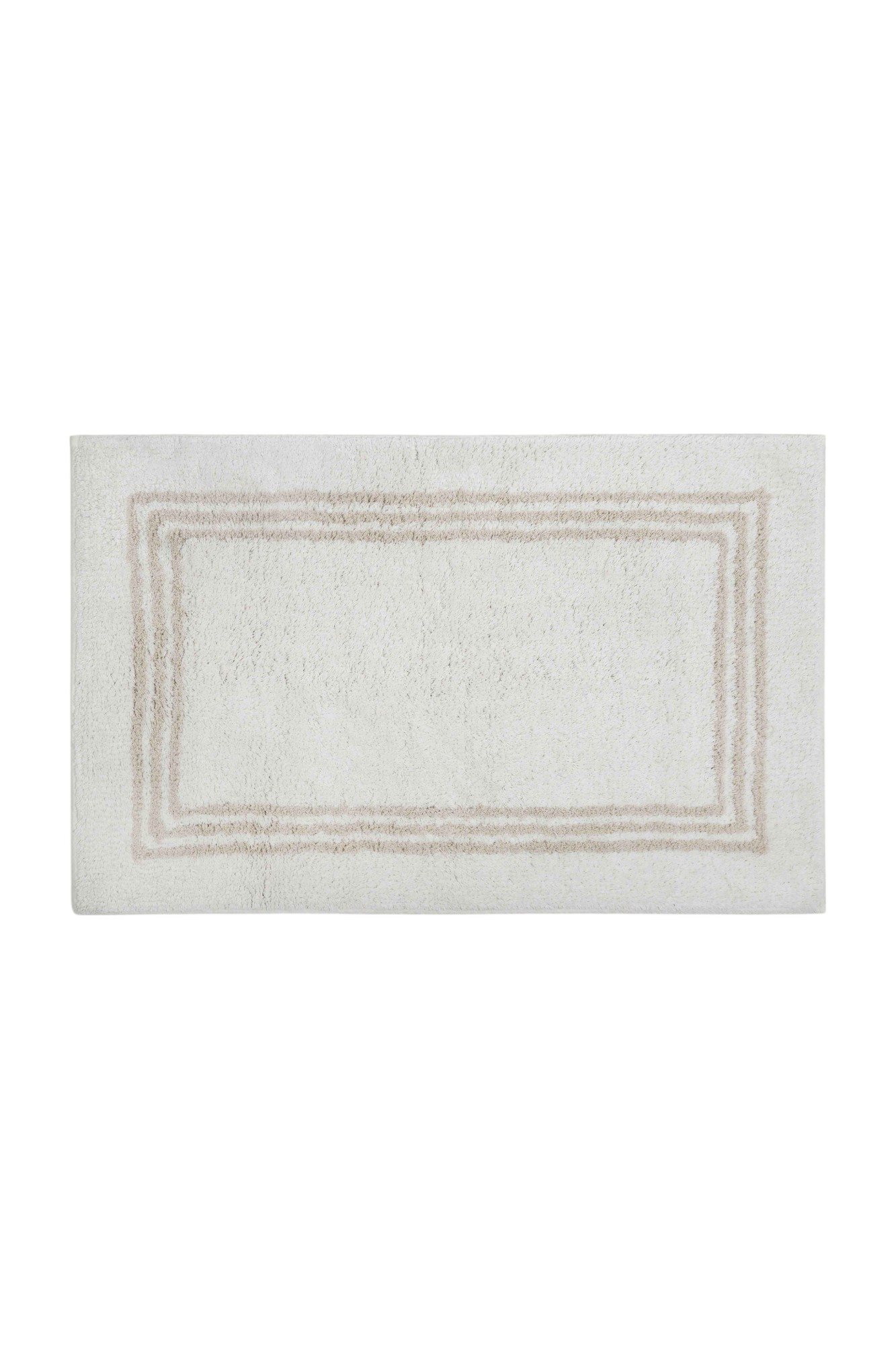 Tapete de Algodão com Borda Listrada em Tom Natural 50x80