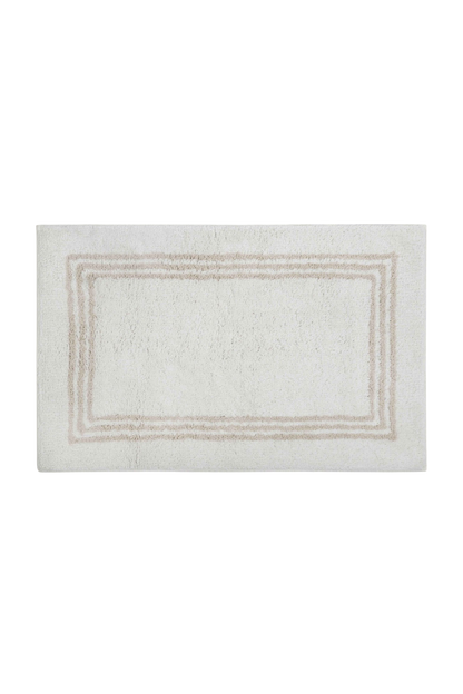 Tapete de Algodão com Borda Listrada em Tom Natural 50x80