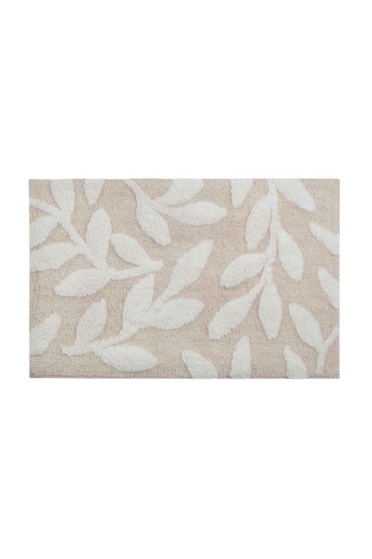 Tapete de Algodão Soft com Folhagem Neutra 50x80
