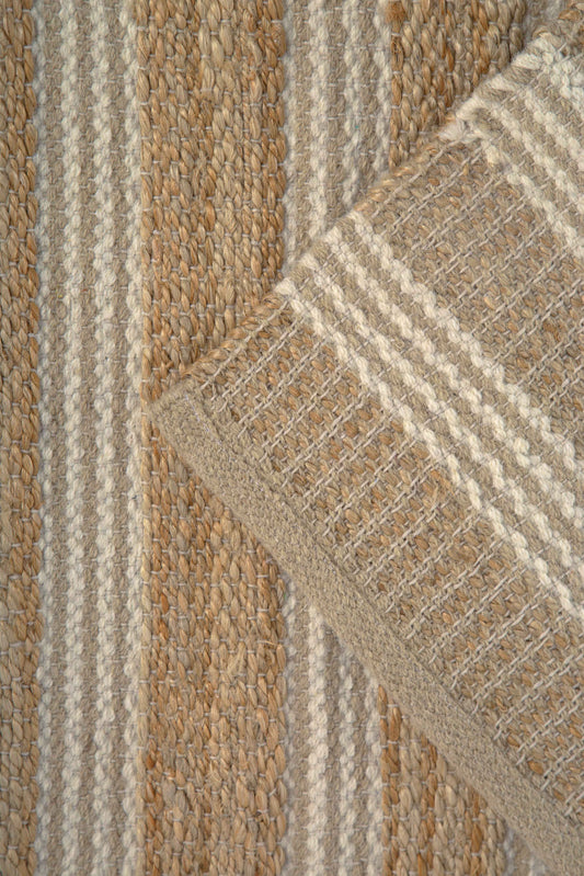 Tapete Listrado em Tom Natural de Lã em Juta 60x90