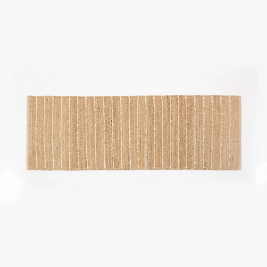 Tapete com Listras Finas em Tom Natural de Lã em Juta 60x180 - Clocasa | Além do Conforto