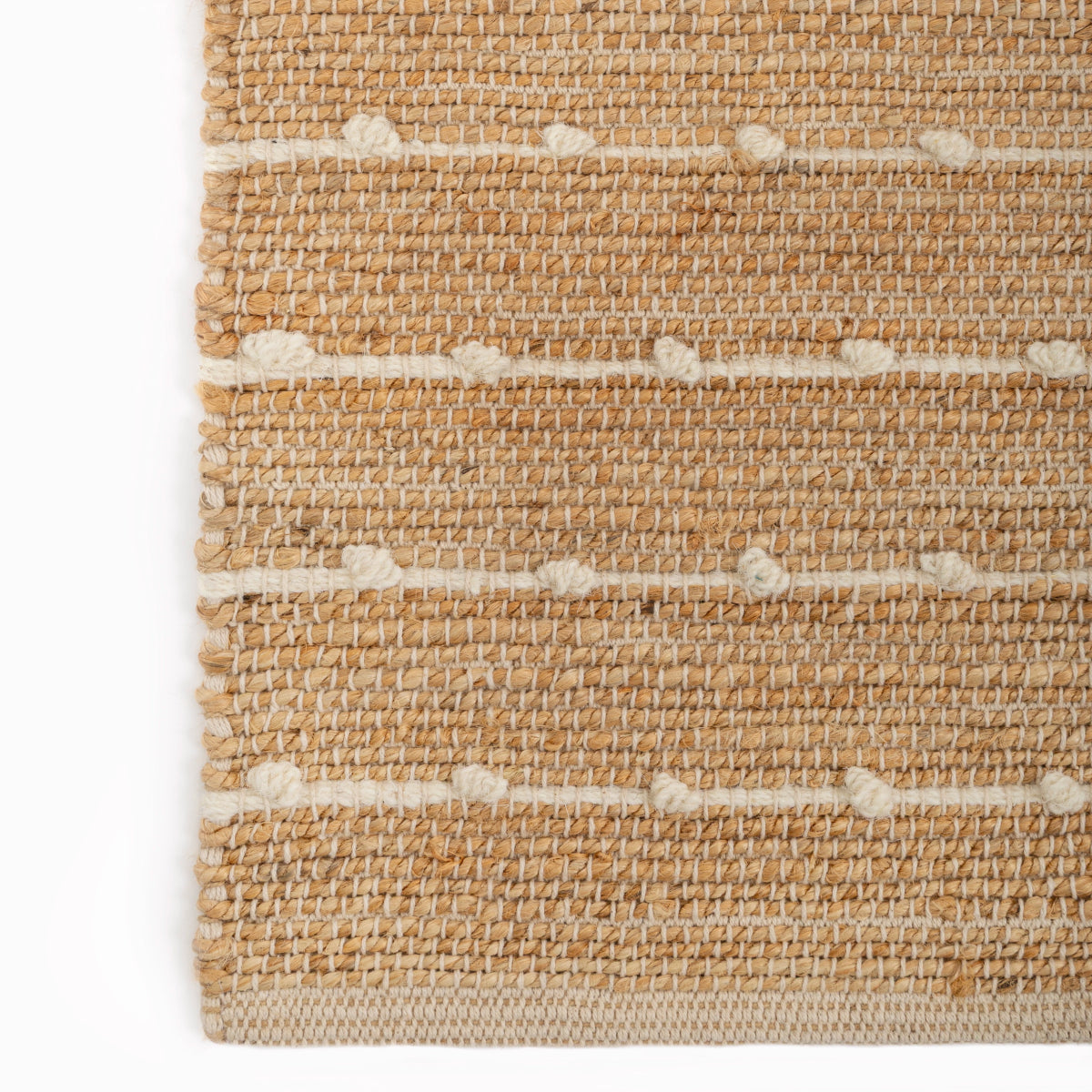 Tapete com Listras Finas em Tom Natural de Lã em Juta 60x180 - Clocasa | Além do Conforto
