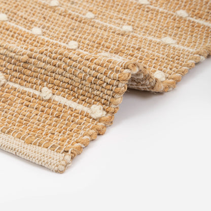 Tapete com Listras Finas em Tom Natural de Lã em Juta 60x180 - Clocasa | Além do Conforto