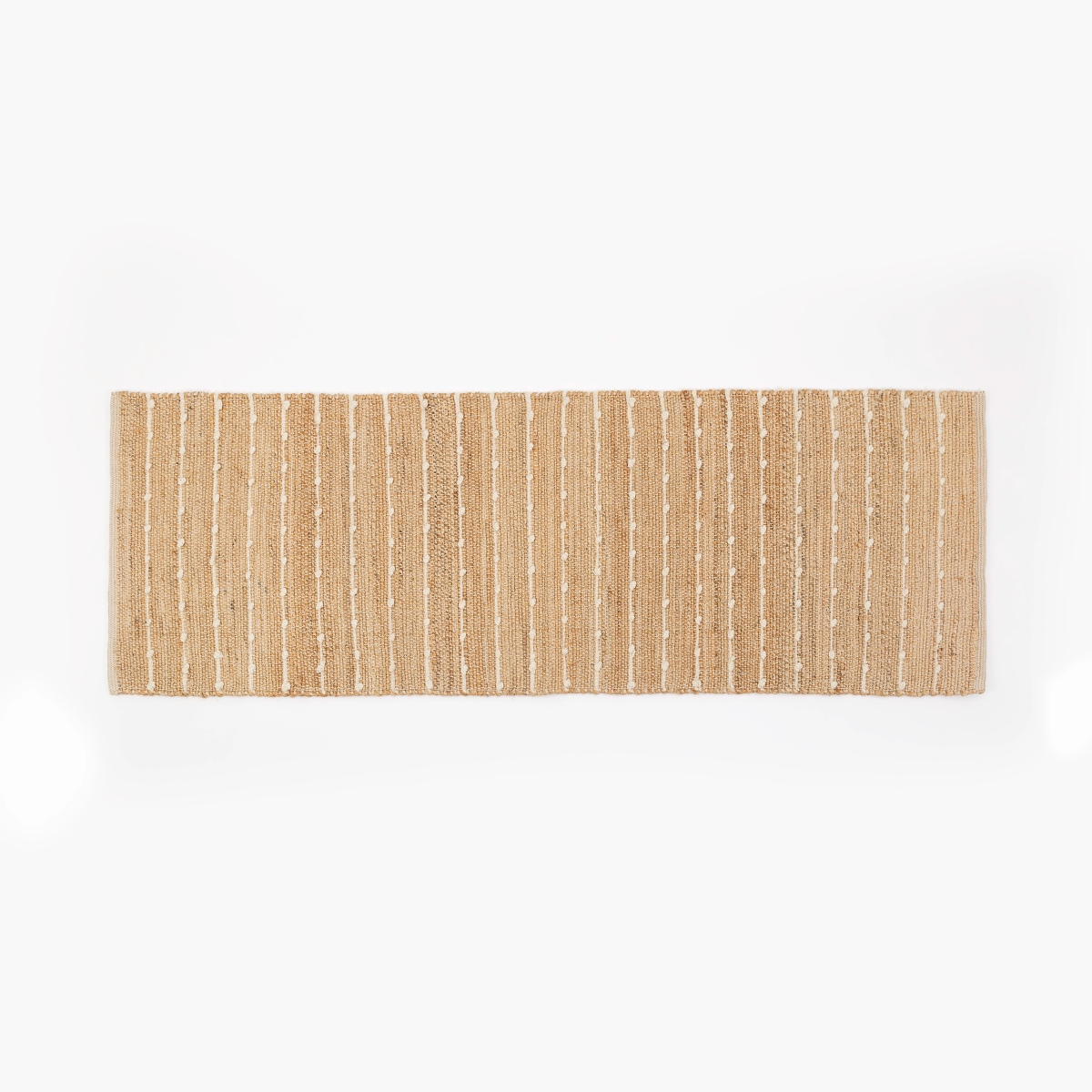 Tapete com Listras Finas em Tom Natural de Lã em Juta 60x180 - Clocasa | Além do Conforto