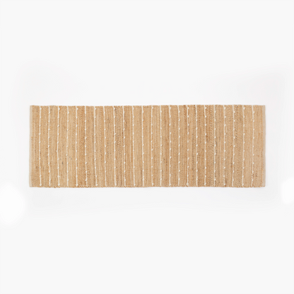 Tapete com Listras Finas em Tom Natural de Lã em Juta 60x180 - Clocasa | Além do Conforto