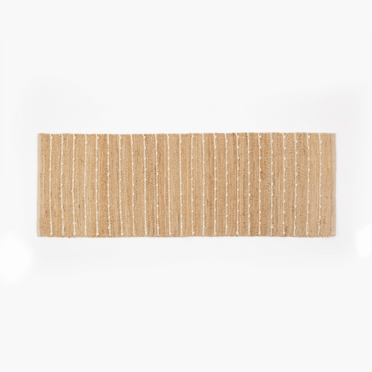 Tapete com Listras Finas em Tom Natural de Lã em Juta 60x180 - Clocasa | Além do Conforto