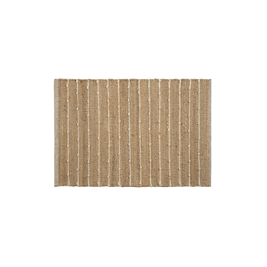 Tapete com Listras Finas em Tom Natural de Lã em Juta 60x90 - Clocasa | Além do Conforto