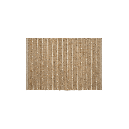 Tapete com Listras Finas em Tom Natural de Lã em Juta 60x90 - Clocasa | Além do Conforto