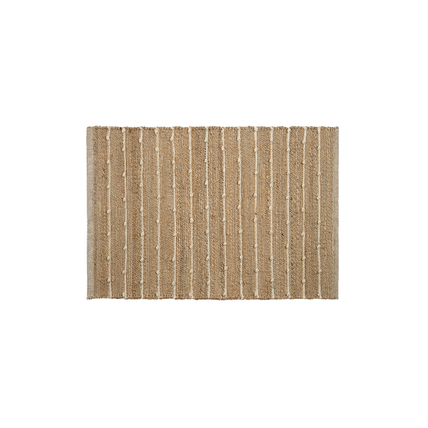 Tapete com Listras Finas em Tom Natural de Lã em Juta 60x90 - Clocasa | Além do Conforto