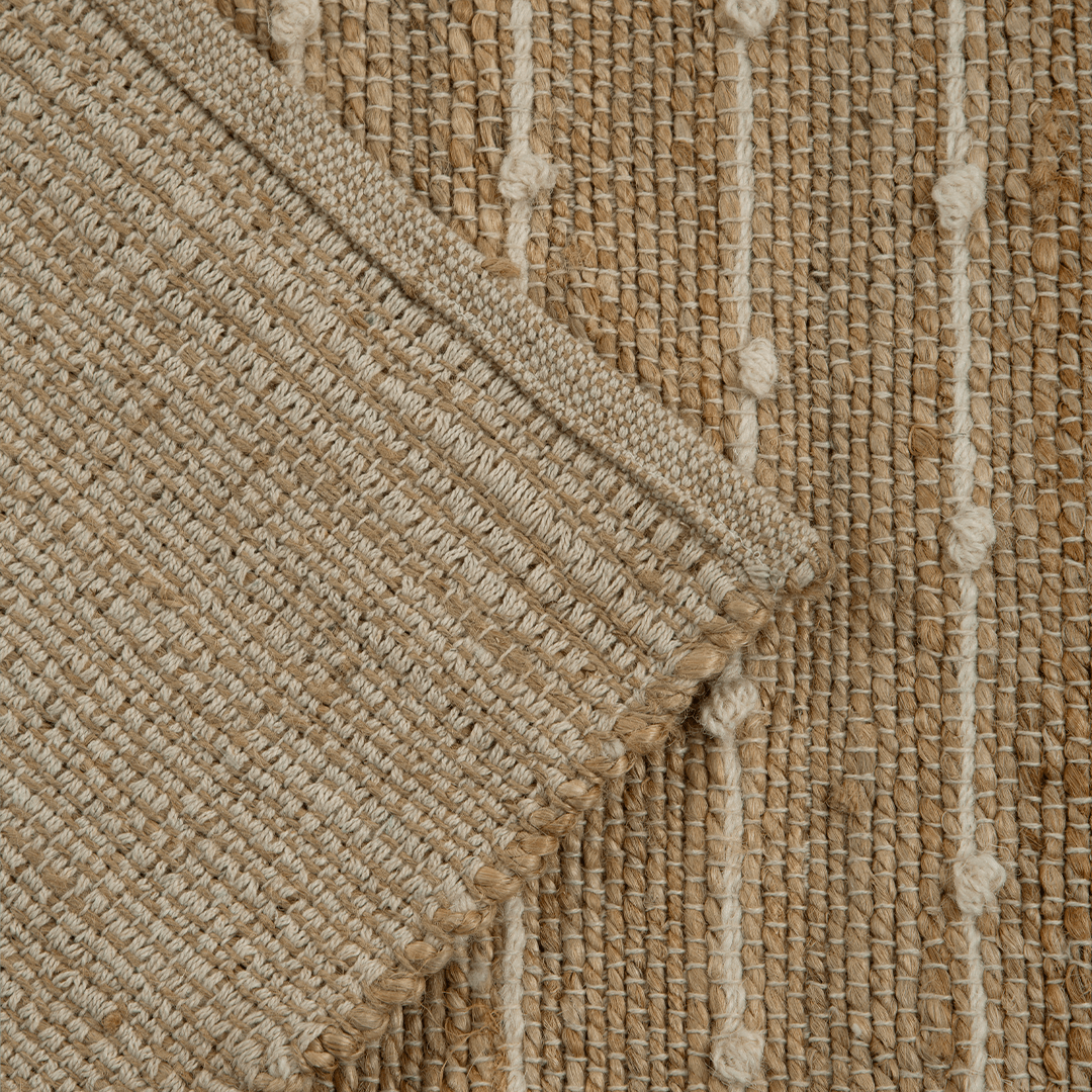 Tapete com Listras Finas em Tom Natural de Lã em Juta 60x90 - Clocasa | Além do Conforto