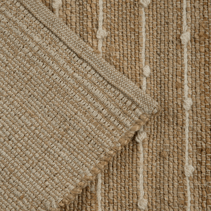 Tapete com Listras Finas em Tom Natural de Lã em Juta 60x90 - Clocasa | Além do Conforto