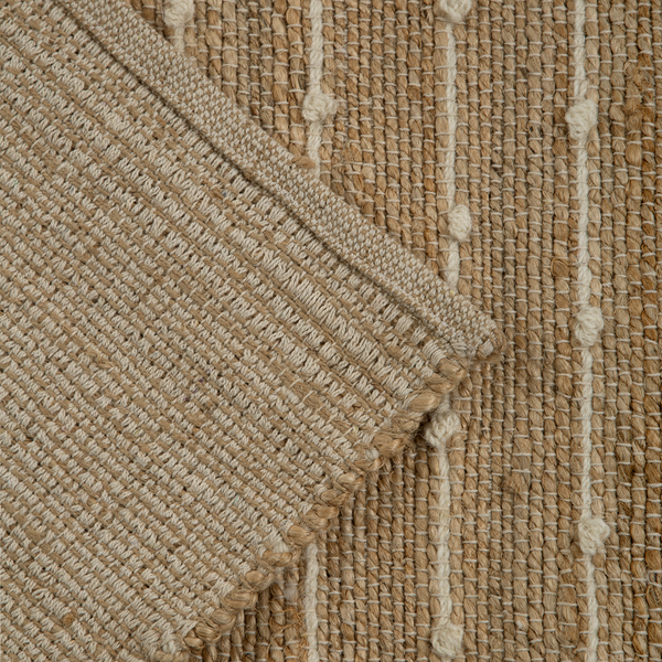 Tapete com Listras Finas em Tom Natural de Lã em Juta 60x90 - Clocasa | Além do Conforto