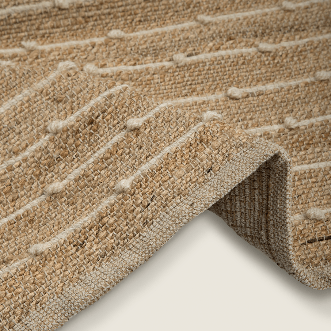 Tapete com Listras Finas em Tom Natural de Lã em Juta 60x90 - Clocasa | Além do Conforto
