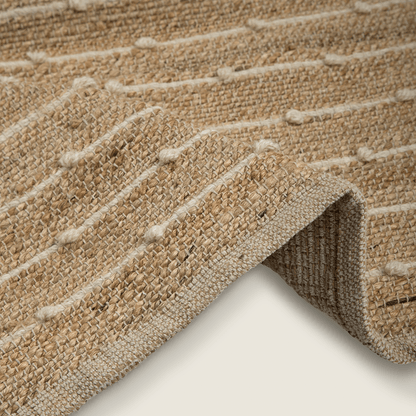 Tapete com Listras Finas em Tom Natural de Lã em Juta 60x90 - Clocasa | Além do Conforto