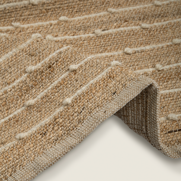 Tapete com Listras Finas em Tom Natural de Lã em Juta 60x90 - Clocasa | Além do Conforto