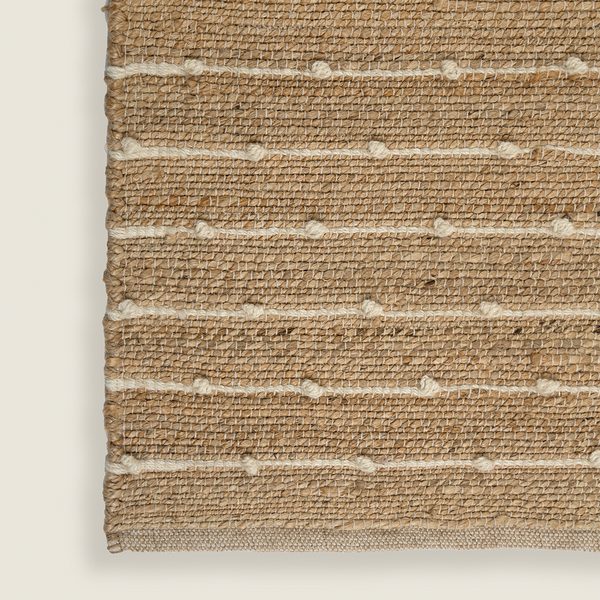 Tapete com Listras Finas em Tom Natural de Lã em Juta 60x90 - Clocasa | Além do Conforto