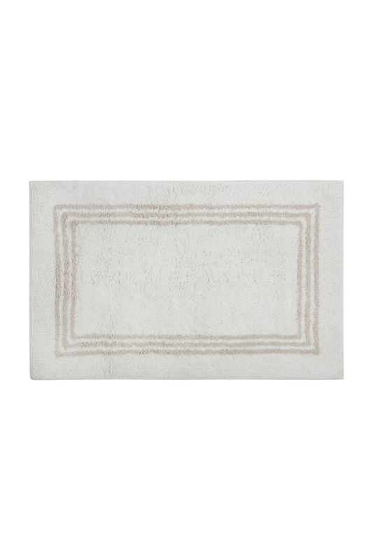 Tapete de Algodão com Borda Listrada em Tom Natural 50x80 - Clocasa | Além do Conforto