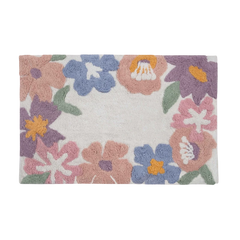 Tapete decorativo com estampa floral orgânica no tamanho 50x80 cm na cor natural confeccionado em algodão natural sustentável de alta resistência com base de proteção antiderrapante para maior segurança, combina perfeitamente funcionalidade, alta durabilidade e elegância na decoração de interiores.