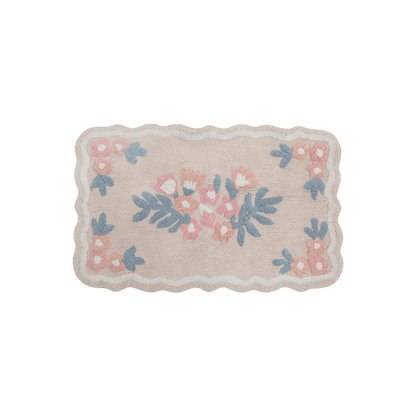 Tapete de Algodão Infantil com Lateral Ondulada e Floral 50x80 - Clocasa | Além do Conforto