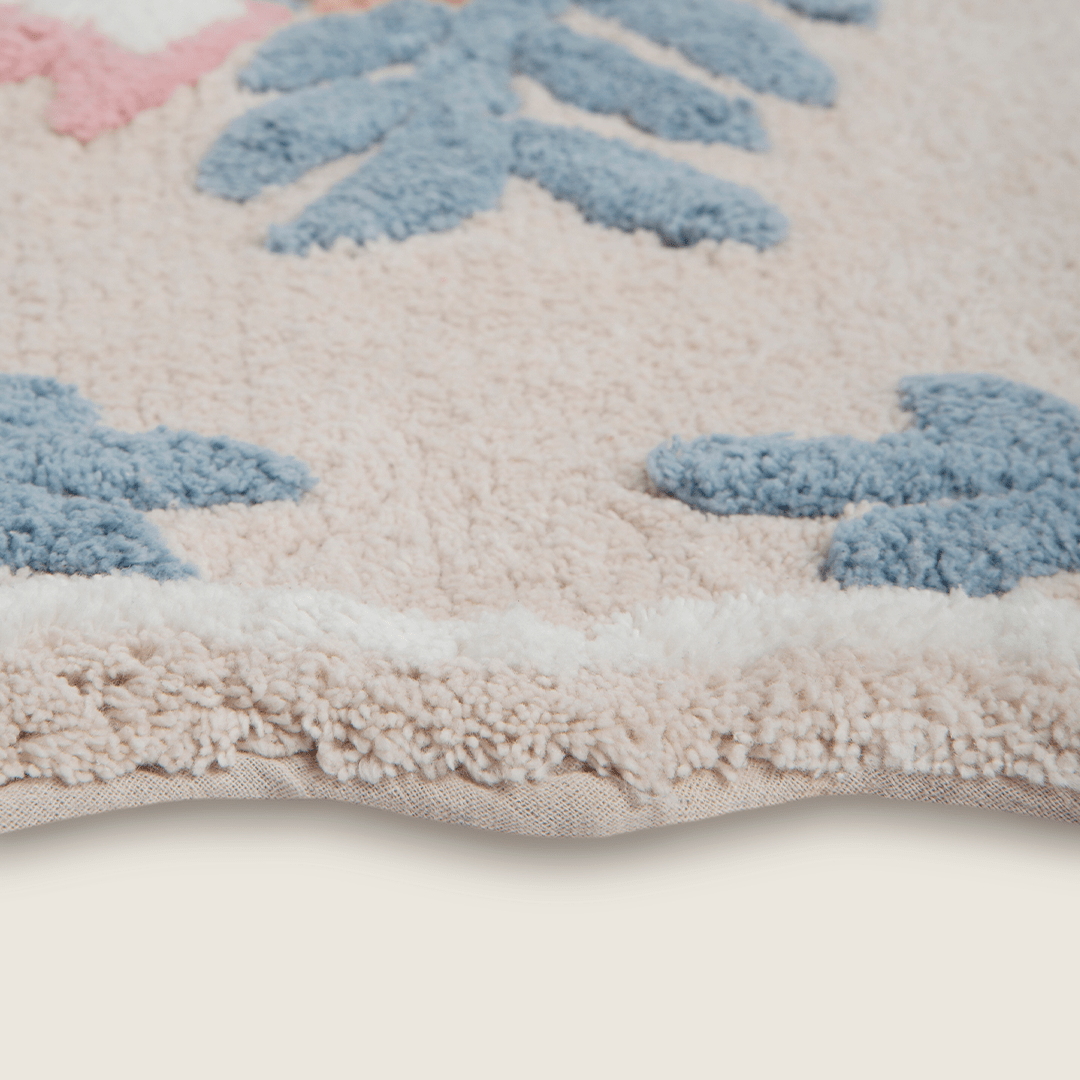 Tapete de Algodão Infantil com Lateral Ondulada e Floral 50x80 - Clocasa | Além do Conforto