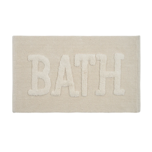 Tapete de algodão decorativo no tamanho 50x80 cm na cor natural confeccionado em puro algodão com texturas e relevos em técnica tufting com base de proteção antiderrapante para maior segurança, ideal para complementar salas, quartos ou closets com um toque de design têxtil autêntico.