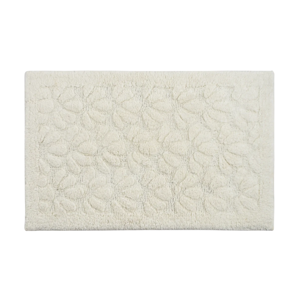 Tapete de Algodão Soft com Flores em Alto Relevo Creme 50x80 - Clocasa | Além do Conforto