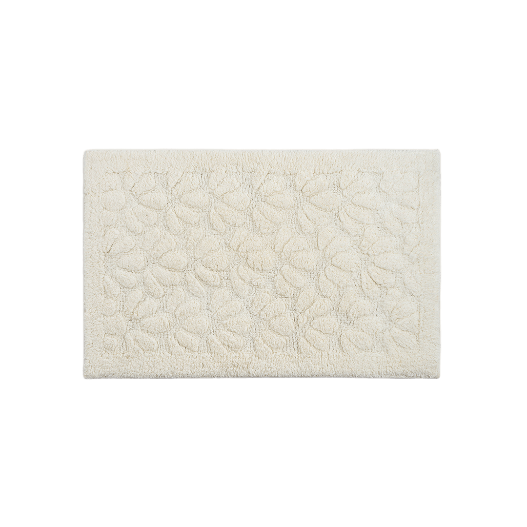 Tapete de Algodão Soft com Flores em Alto Relevo Creme 50x80 - Clocasa | Além do Conforto