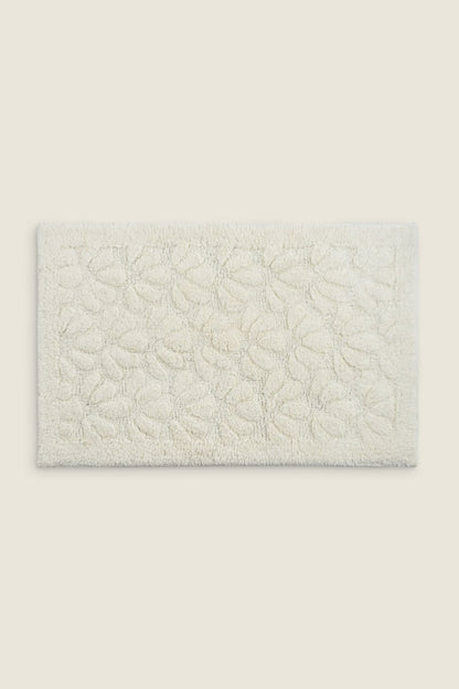 Tapete de Algodão Soft com Flores em Alto Relevo Creme 50x80 - Clocasa | Além do Conforto