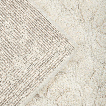 Tapete de Algodão Soft com Flores em Alto Relevo Creme 50x80 - Clocasa | Além do Conforto